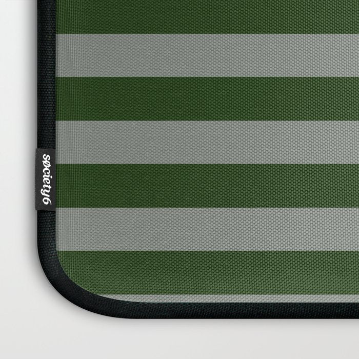 Dark Forest Green Summer Cabana Beach Picnic Stripes Laptop Sleeve Gallery Image 3