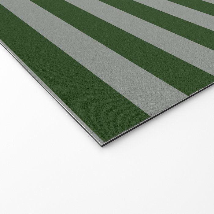 Dark Forest Green Summer Cabana Beach Picnic Stripes Welcome Mat Gallery Image 2
