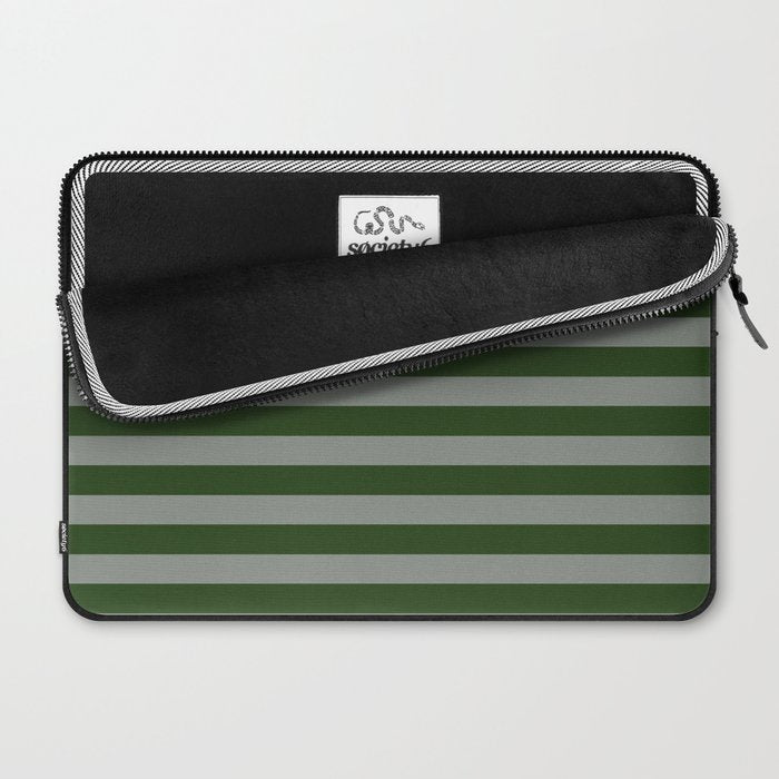 Dark Forest Green Summer Cabana Beach Picnic Stripes Laptop Sleeve Gallery Image 2
