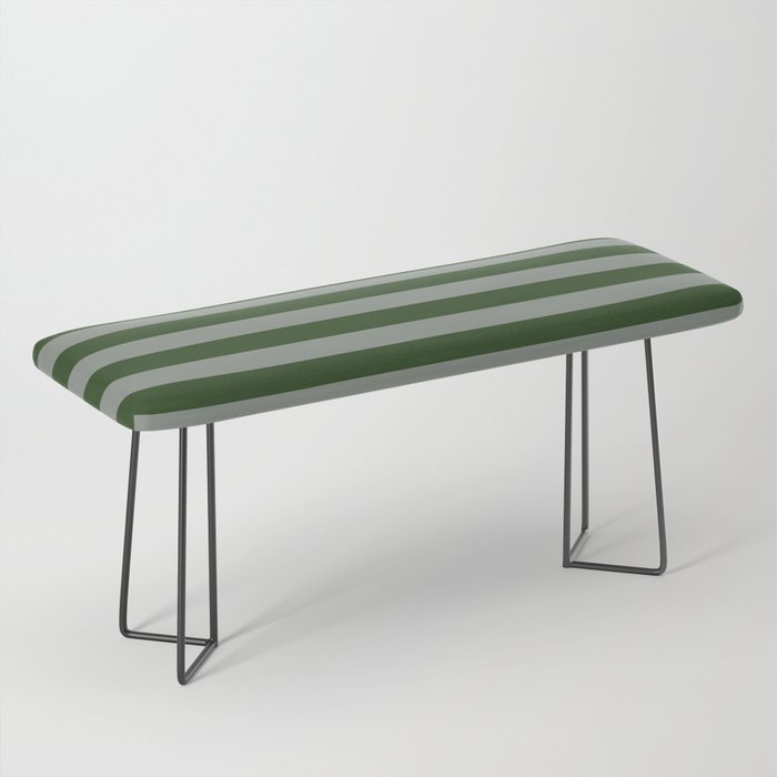 Dark Forest Green Summer Cabana Beach Picnic Stripes Bench Gallery Image 1