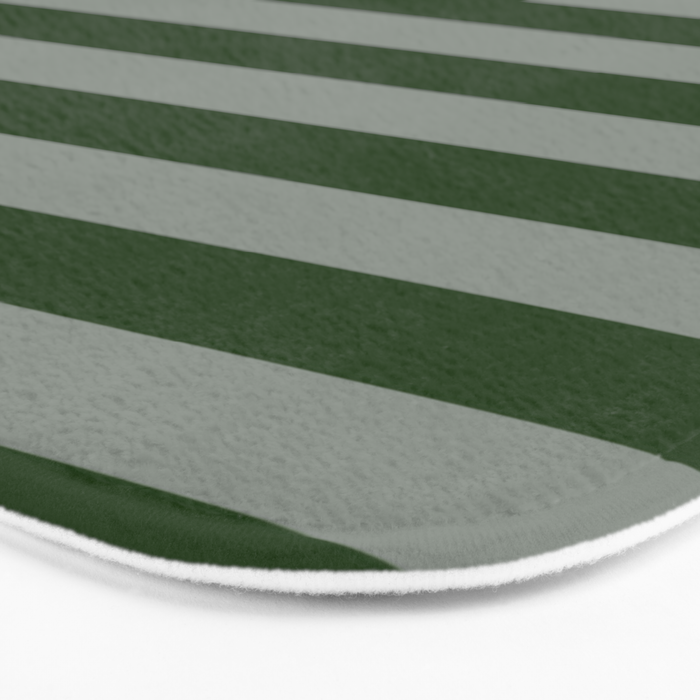Dark Forest Green Summer Cabana Beach Picnic Stripes Bath Mat Gallery Image 3