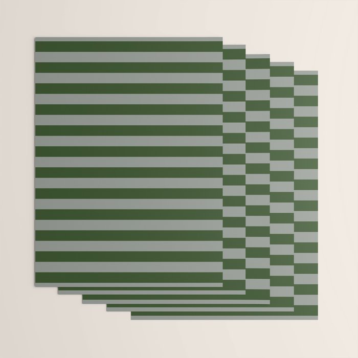 Dark Forest Green Summer Cabana Beach Picnic Stripes Wrapping Paper Gallery Image 3