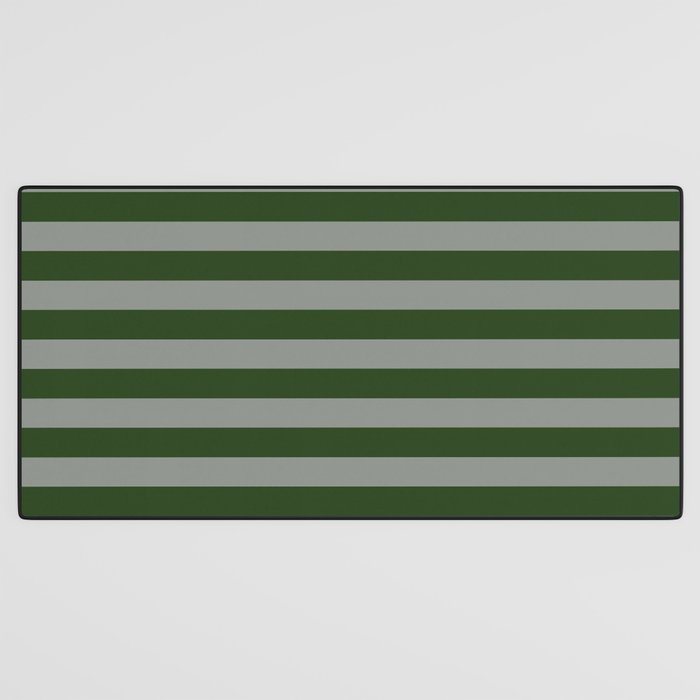 Dark Forest Green Summer Cabana Beach Picnic Stripes Desk Mat Gallery Image 3