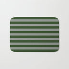 Dark Forest Green Summer Cabana Beach Picnic Stripes Bath Mat Gallery Image 1