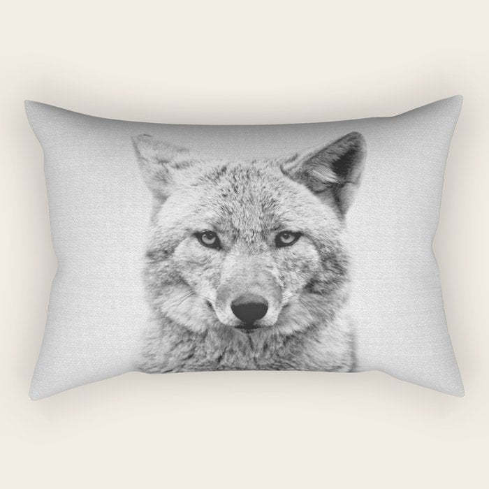 Coyote - Black & White Rectangular Pillow Gallery Image 1