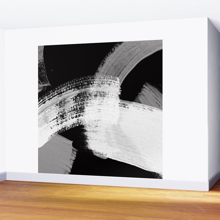 modern painterly brush strokes texture in bw Wall Mural Gallery Image 2