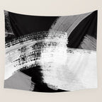 modern painterly brush strokes texture in bw Wall Tapestry Gallery Image 4