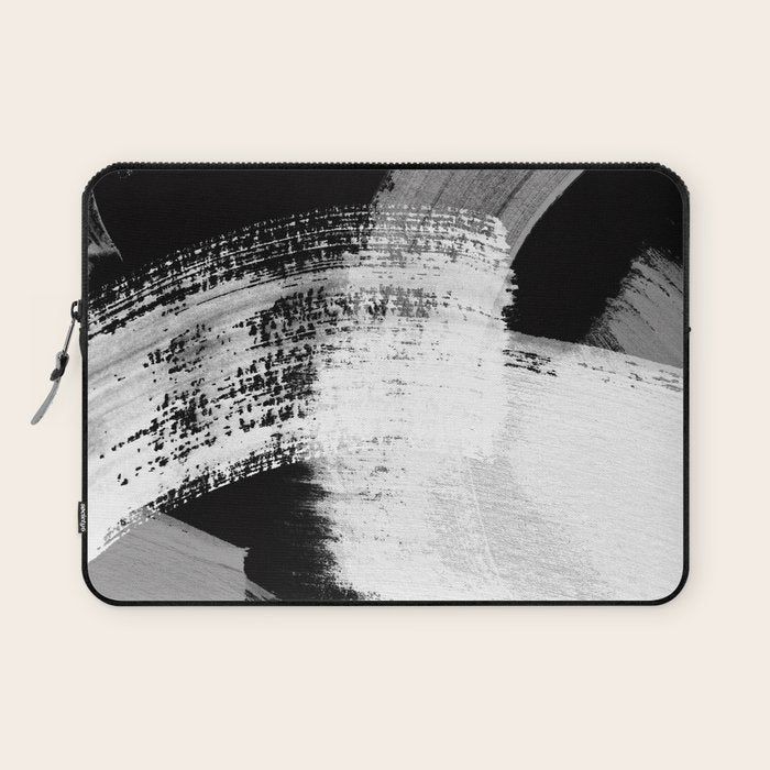 modern painterly brush strokes texture in bw Laptop Sleeve Gallery Image 1