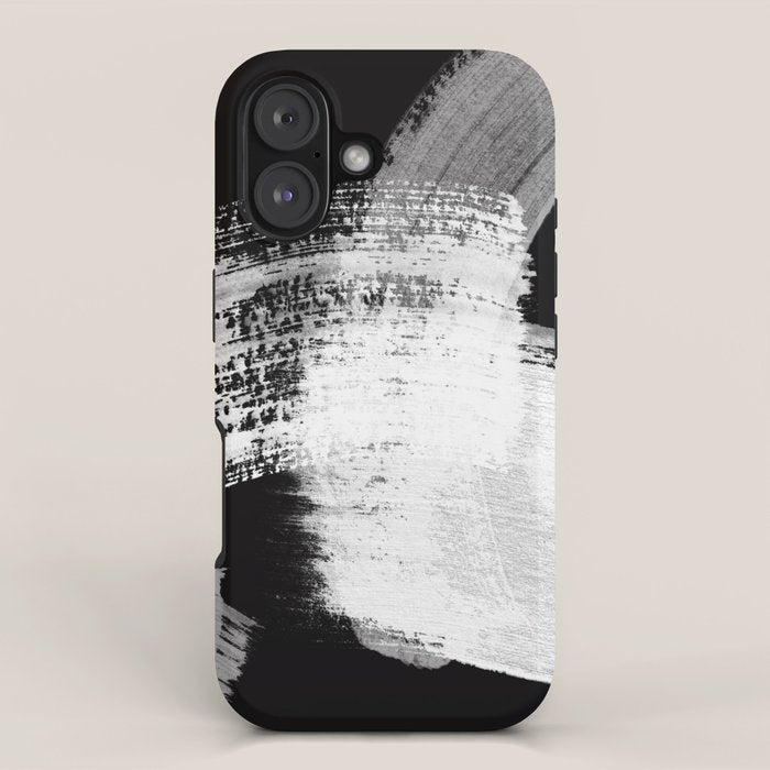 modern painterly brush strokes texture in bw iPhone Case Gallery Image 1