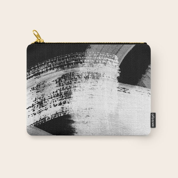 modern painterly brush strokes texture in bw Carry All Pouch Gallery Image 1