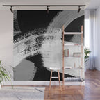 modern painterly brush strokes texture in bw Wall Mural Gallery Image 1