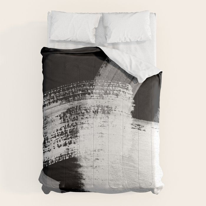 modern painterly brush strokes texture in bw Comforter Gallery Image 1