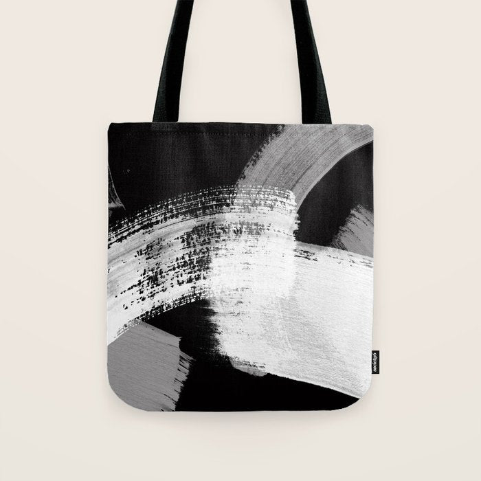 modern painterly brush strokes texture in bw Tote Bag Gallery Image 1