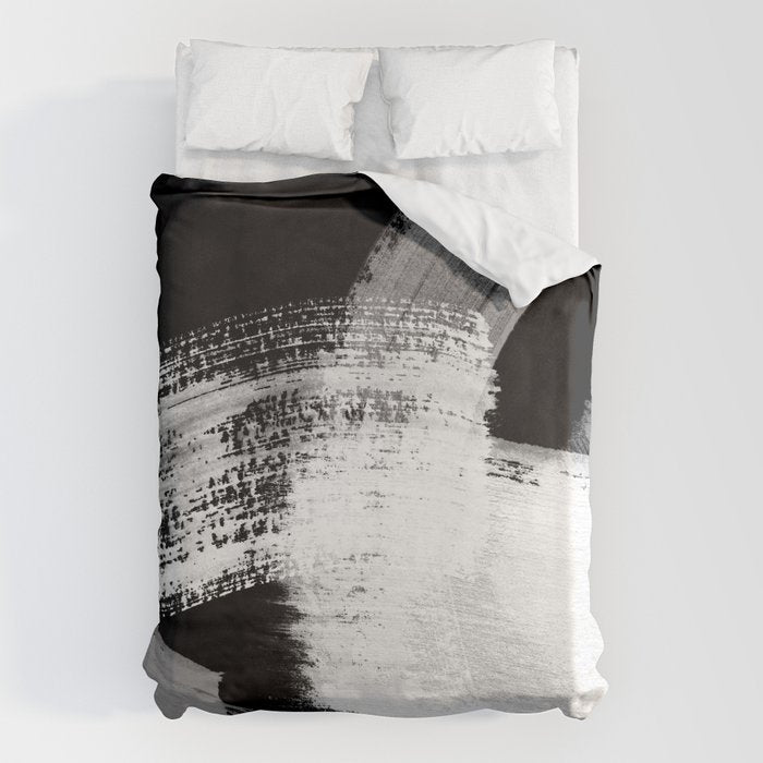 modern painterly brush strokes texture in bw Duvet Cover Gallery Image 6