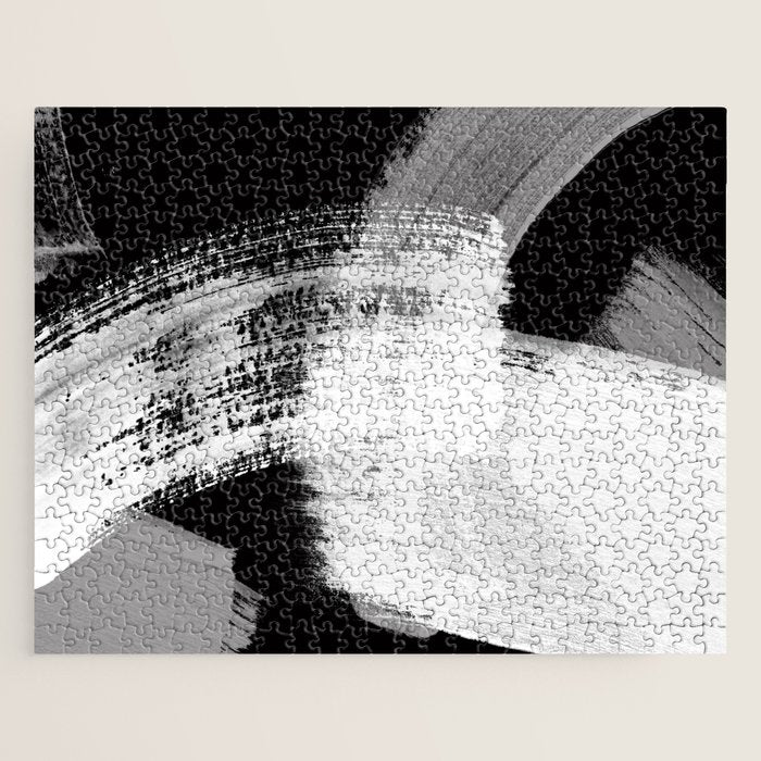 modern painterly brush strokes texture in bw Jigsaw Puzzle Gallery Image 1