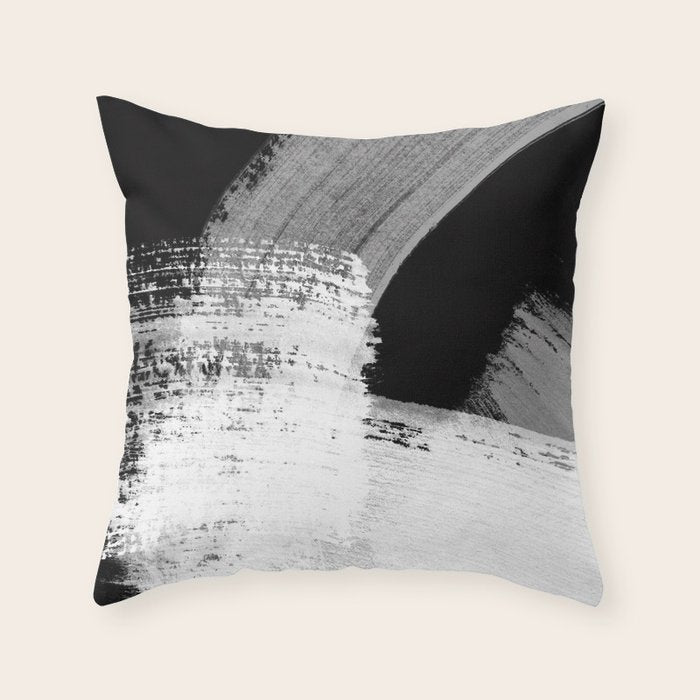modern painterly brush strokes texture in bw Throw Pillow Gallery Image 6