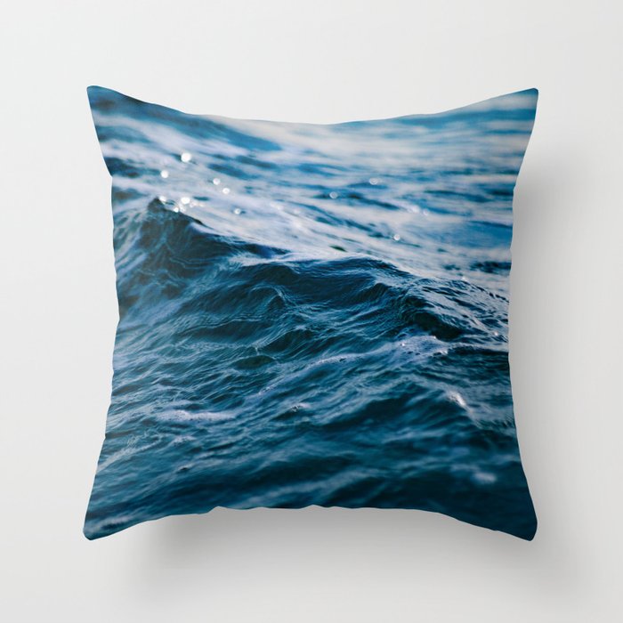 Blue Ocean Waves Throw Pillow Gallery Image 6
