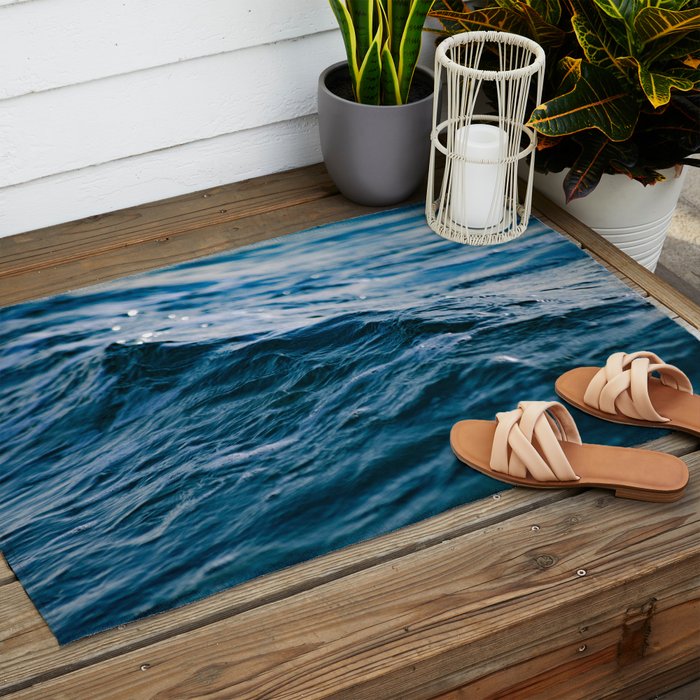 Blue Ocean Waves Outdoor Rug Gallery Image 2