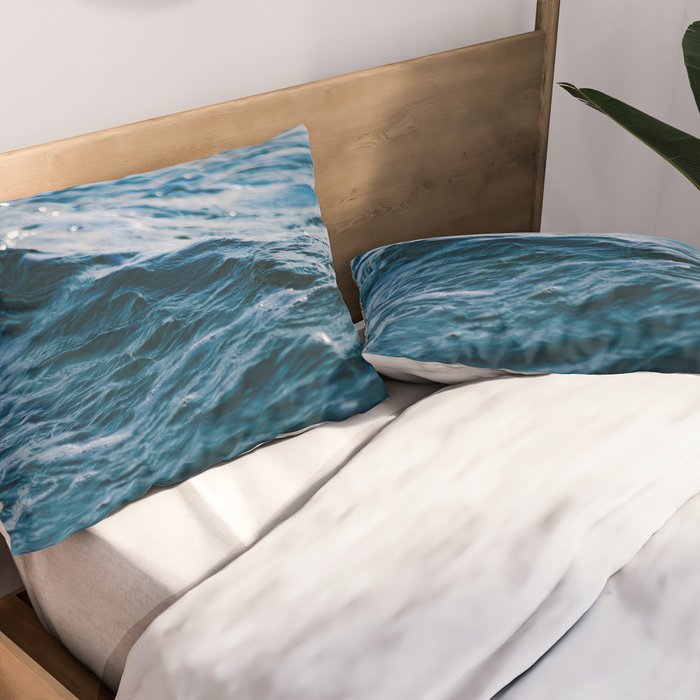Blue Ocean Waves Pillow Sham Gallery Image 2