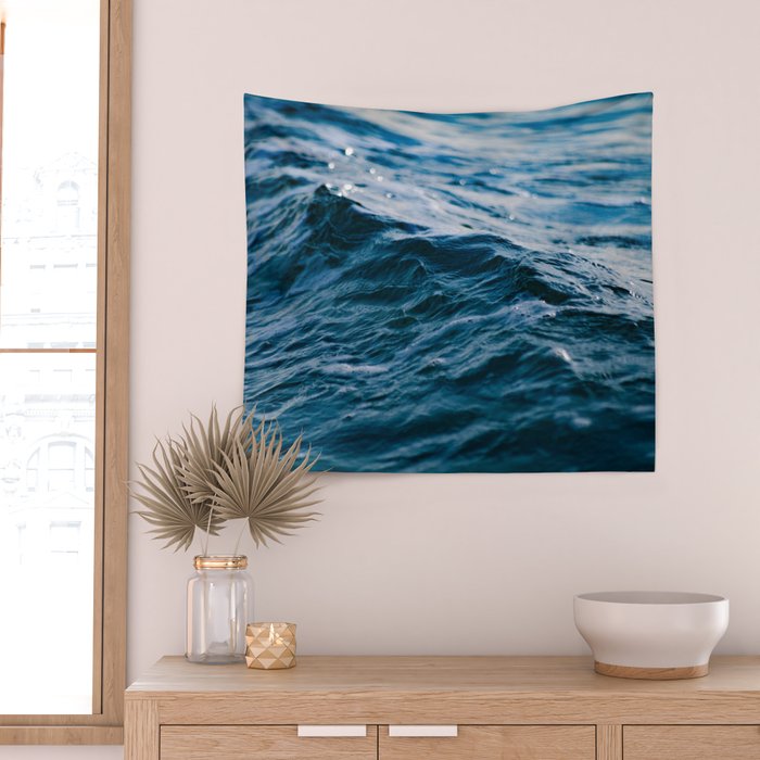 Blue Ocean Waves Wall Tapestry Gallery Image 2
