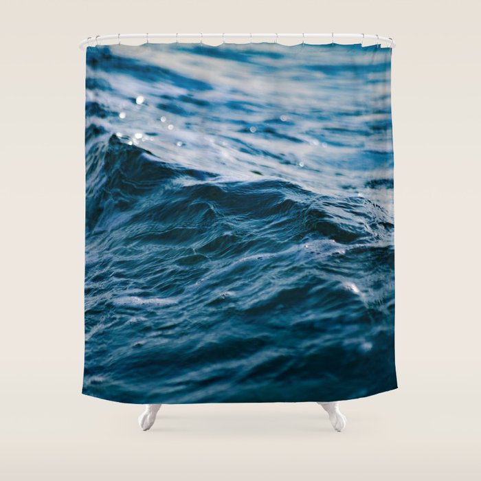 Blue Ocean Waves Shower Curtain Gallery Image 1