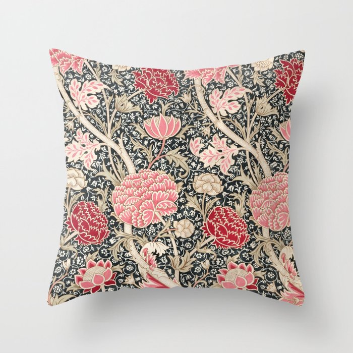 Vintage William Morris Cray Pink Floral Throw Pillow Gallery Image 6