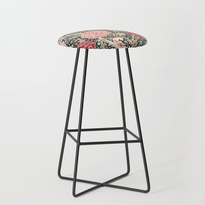 Vintage William Morris Cray Pink Floral Stool Gallery Image 1