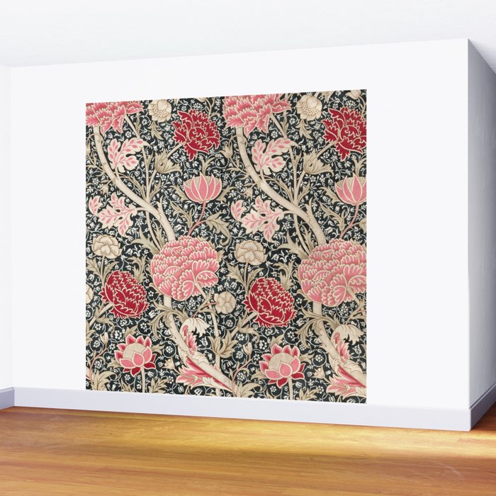 Vintage William Morris Cray Pink Floral Wall Mural Gallery Image 2