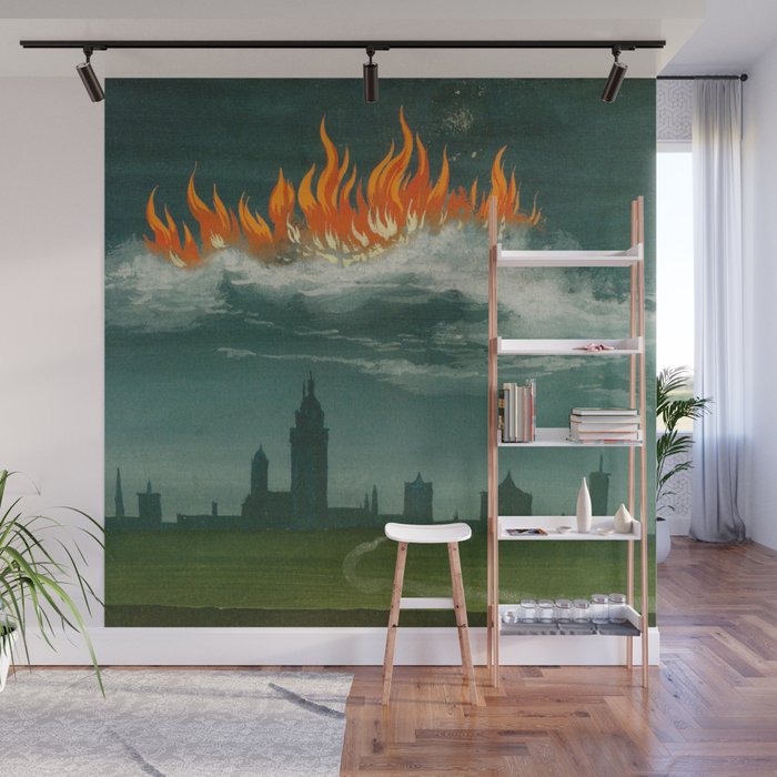 Heavenly fire over Augsburg  Augsburger Wunderzeichenbuch Himmelsfeuer uber Augsburg Wall Mural Gallery Image 1
