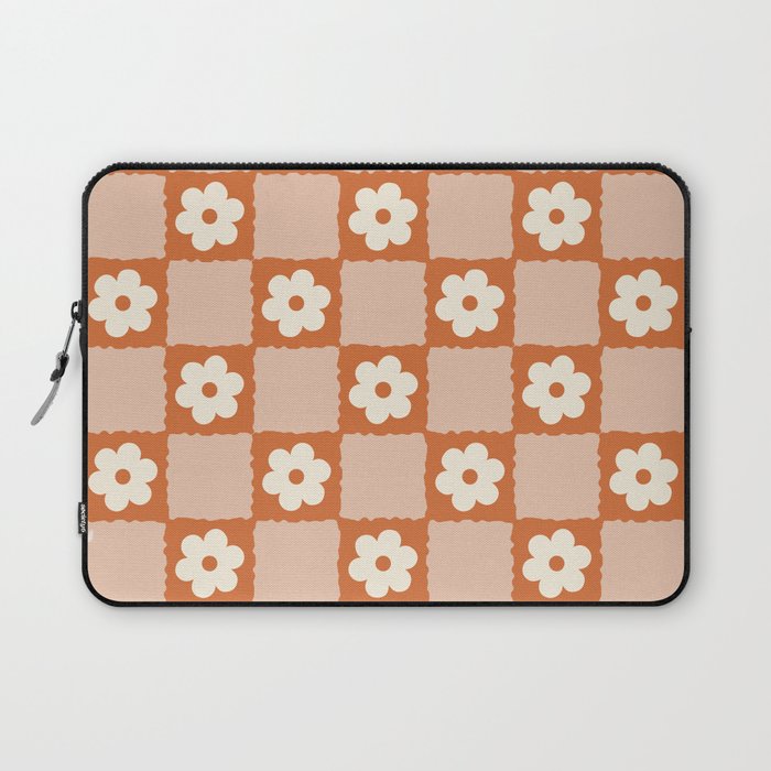 Flower Checker in Burnt Orange  Laptop Sleeve Gallery Image 1