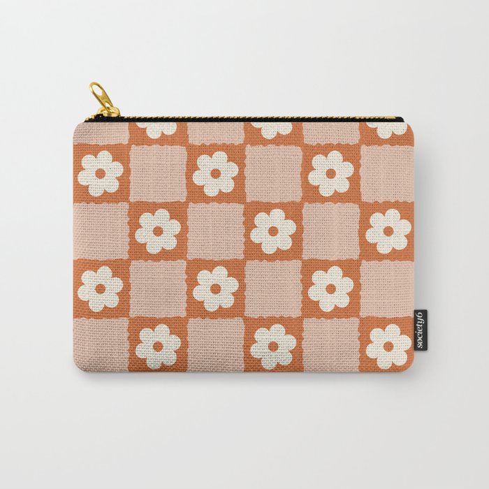 Flower Checker in Burnt Orange  Carry All Pouch Gallery Image 1