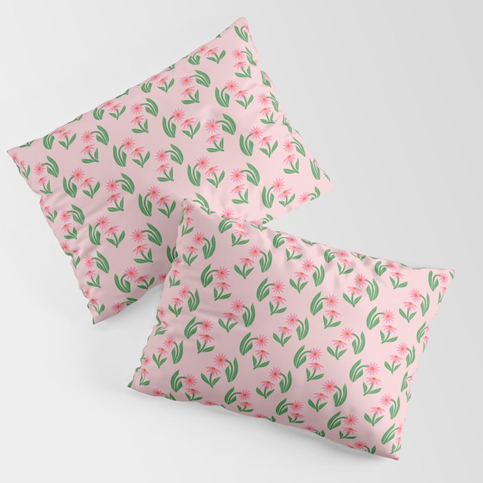 Pink Daisy Pattern - Pink Pillow Sham Gallery Image 3