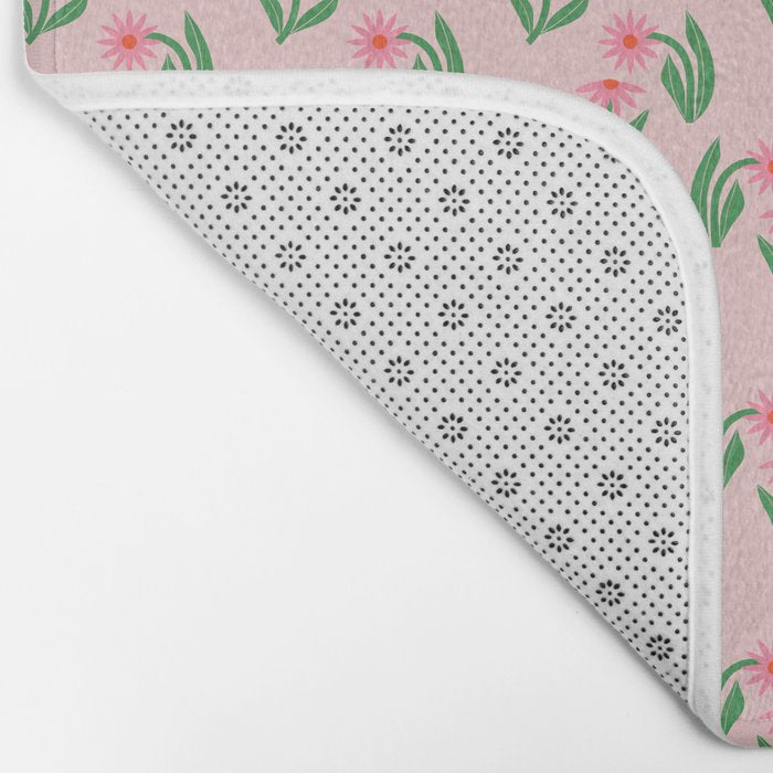 Pink Daisy Pattern - Pink Bath Mat Gallery Image 2