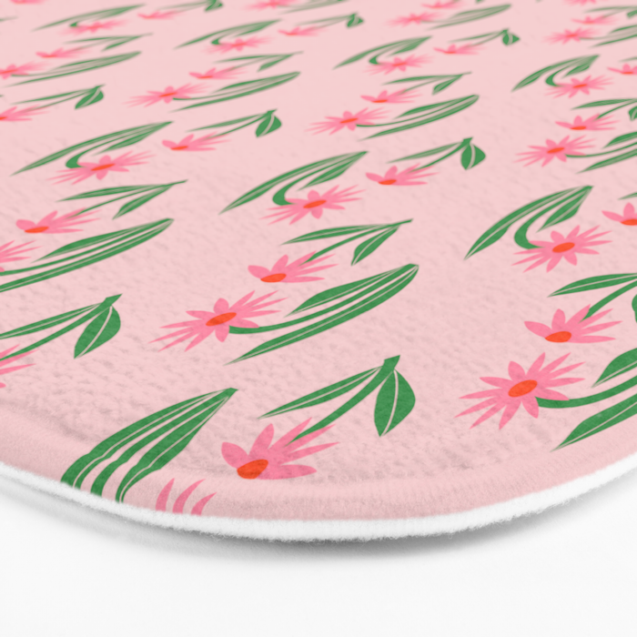 Pink Daisy Pattern - Pink Bath Mat Gallery Image 3