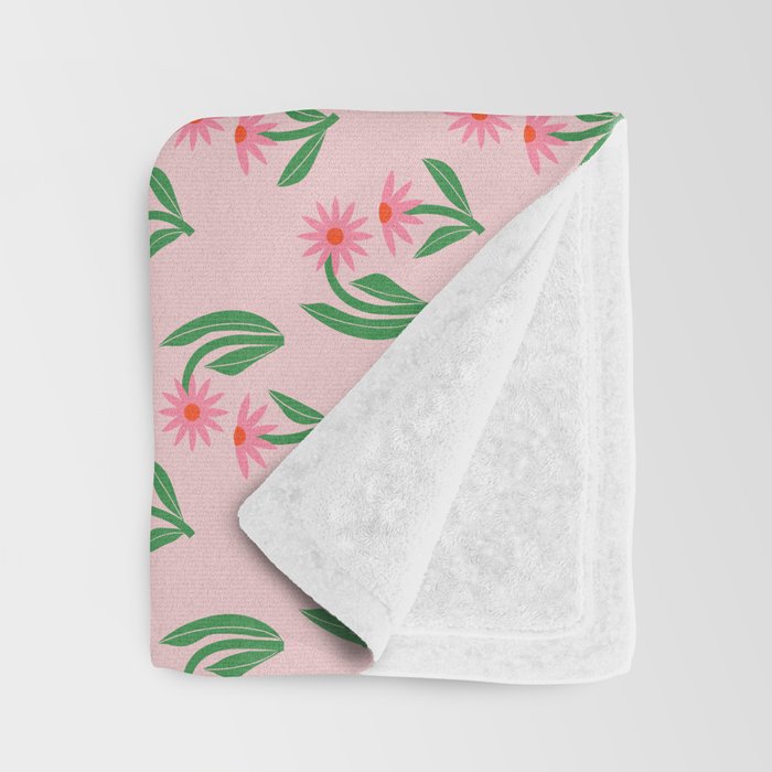 Pink Daisy Pattern - Pink Throw Blanket Gallery Image 3