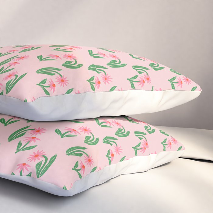 Pink Daisy Pattern - Pink Pillow Sham Gallery Image 3
