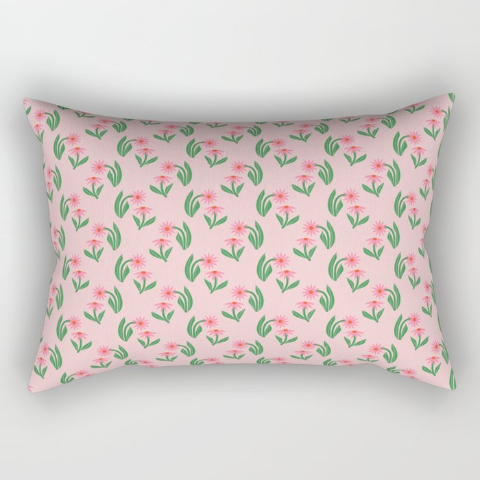 Pink Daisy Pattern - Pink Rectangular Pillow Gallery Image 1