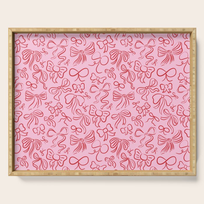 Coquette Valentines Day Bows in Colored Pencil Serving Tray Gallery Image 1