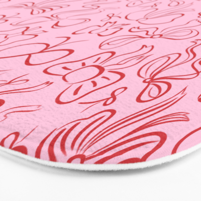 Coquette Valentines Day Bows in Colored Pencil Bath Mat Gallery Image 3