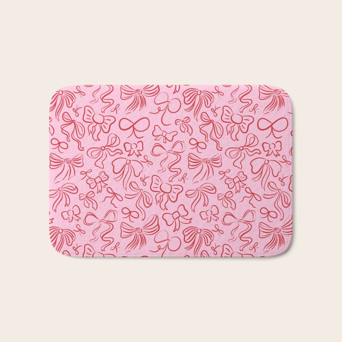 Coquette Valentines Day Bows in Colored Pencil Bath Mat Gallery Image 1