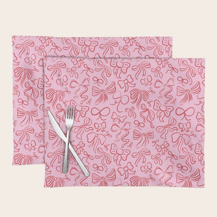 Coquette Valentines Day Bows in Colored Pencil Placemat Gallery Image 1