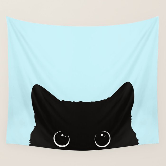 Black cat I Wall Tapestry Gallery Image 4