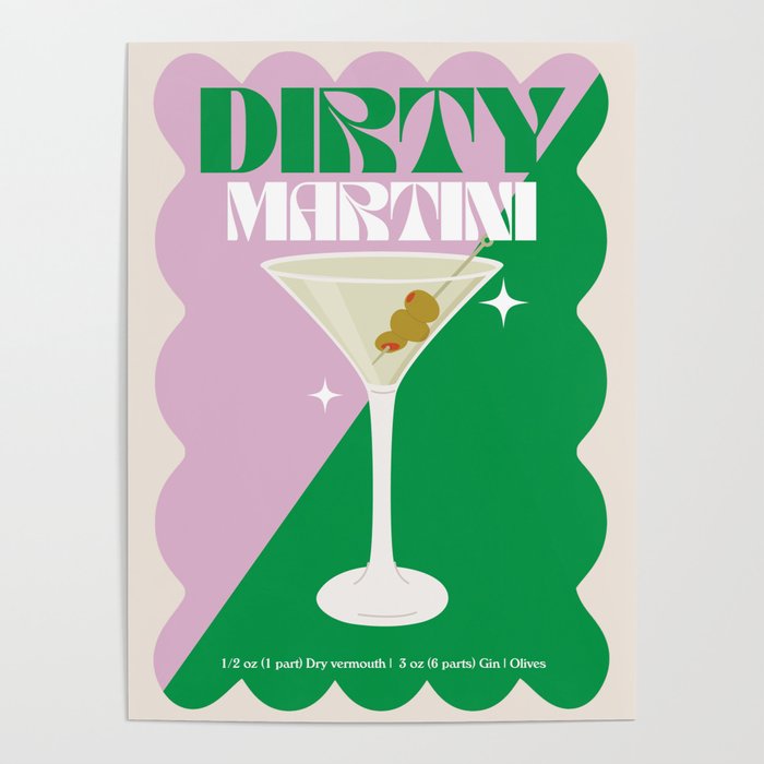 Dirty Martini Cocktail Print Poster Gallery Image 4