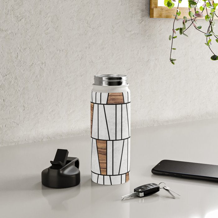 Mid-Century Modern Pattern No.4 - Concrete and Wood Water Bottle Gallery Image 4