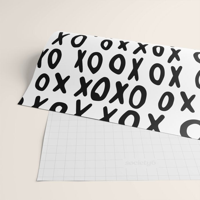 Hugs and Kisses in White and Black Wrapping Paper Gallery Image 2