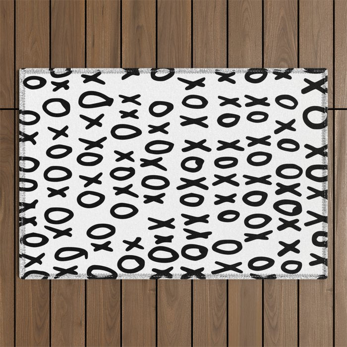 Hugs and Kisses in White and Black Outdoor Rug Gallery Image 1