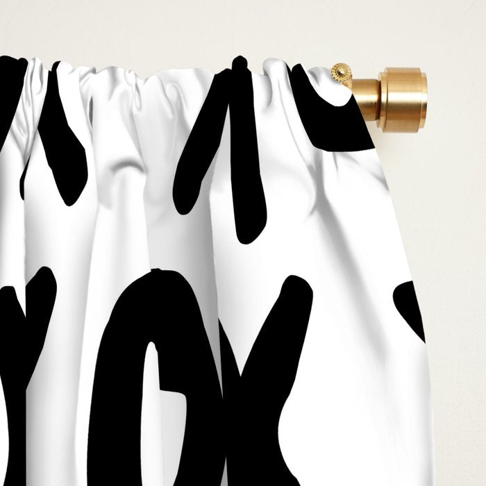 Hugs and Kisses in White and Black Window Curtain Gallery Image 2
