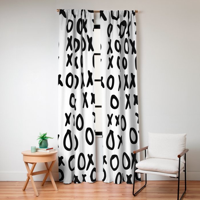 Hugs and Kisses in White and Black Window Curtain Gallery Image 4