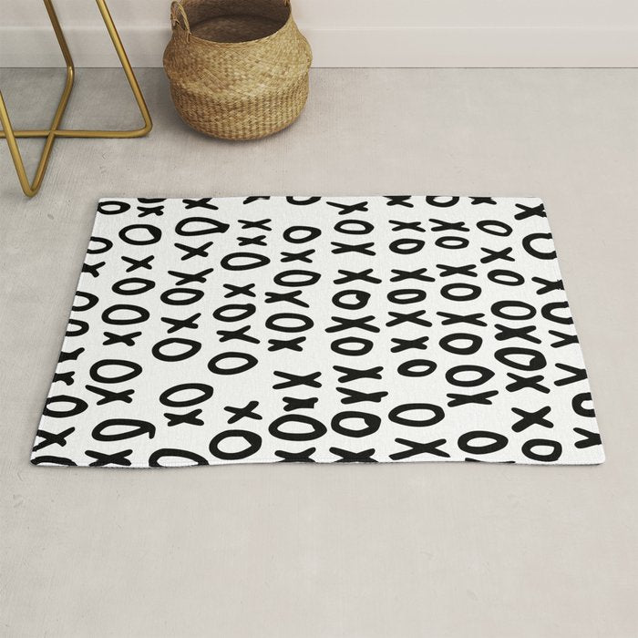 Hugs and Kisses in White and Black Rug Gallery Image 1