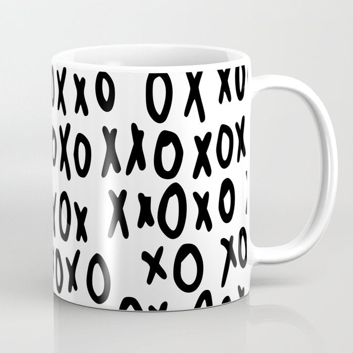 Hugs and Kisses in White and Black Coffee Mug Gallery Image 1